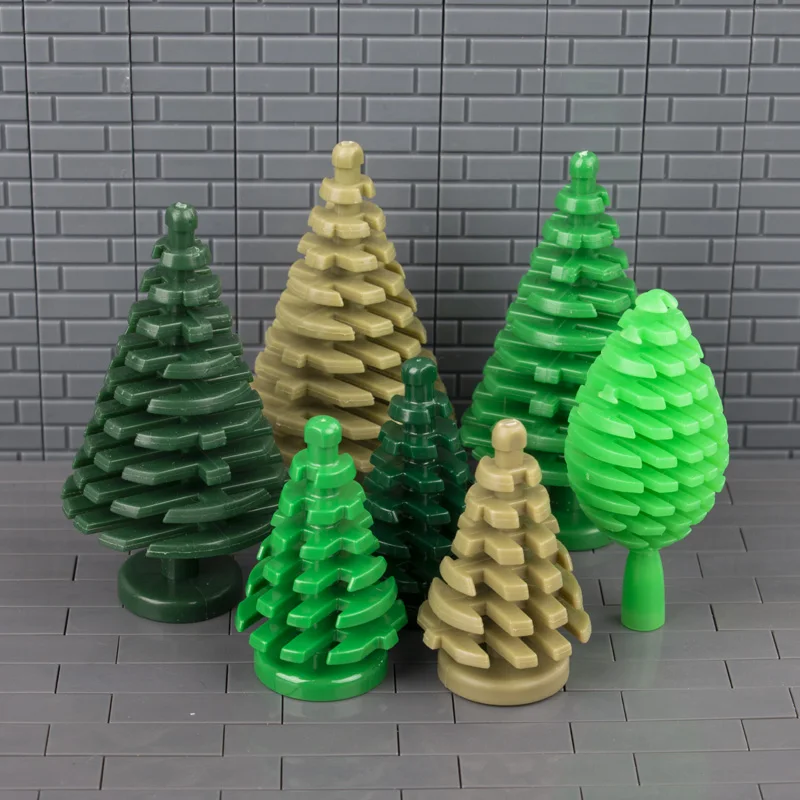 Christmas Tree Building Blocks Green Plant Figure City Military Accessories Blocks Mini Trees Plants MOC Toys For Children C042