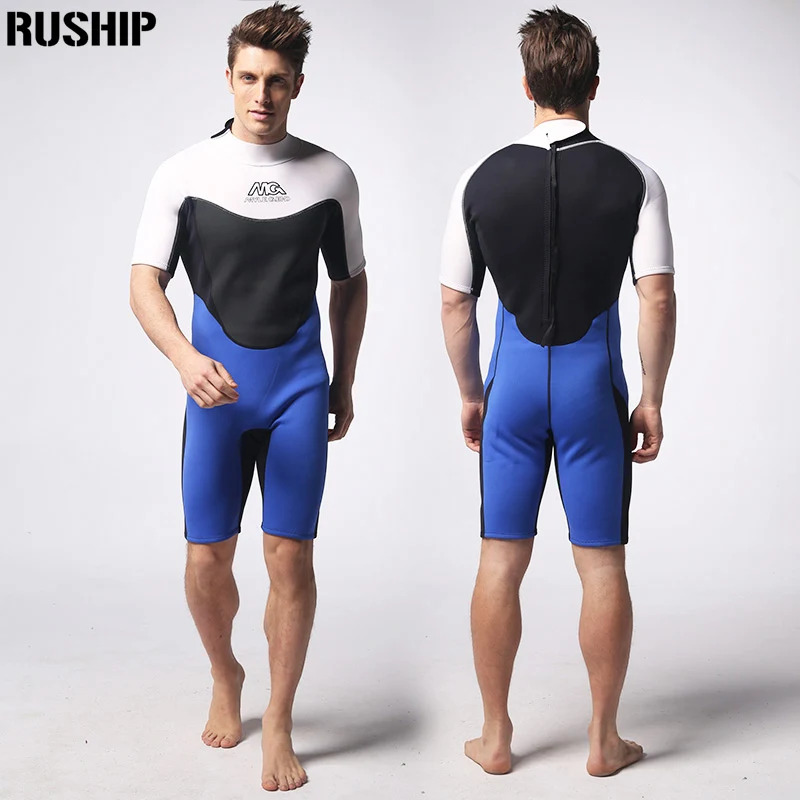 Blue 3MM Neoprene Wetsuits Double Nylon Fabric Short Paragraph Diving Suit Surf Clothing Surf Diving Equipment Winter Swimsuit