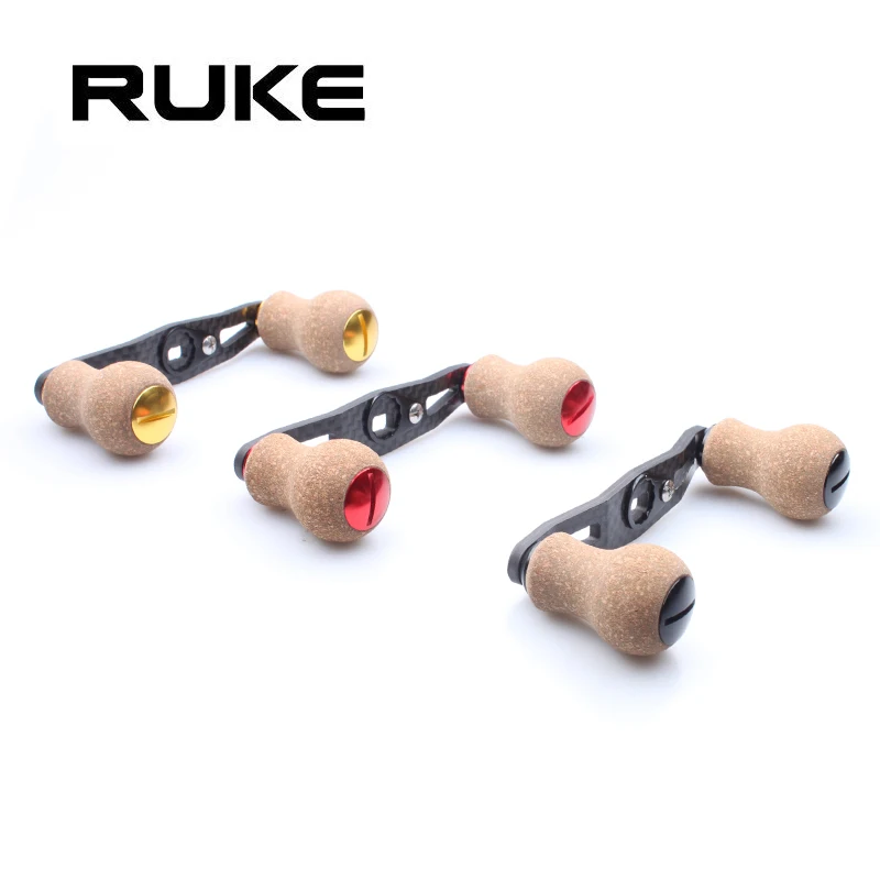 Ruke  New Fishing Reel Handle Carbon Fiber for Shimano D/A Type Baitcasting With Cork Knob Hole size 7*4/8*5mm Length 90mm