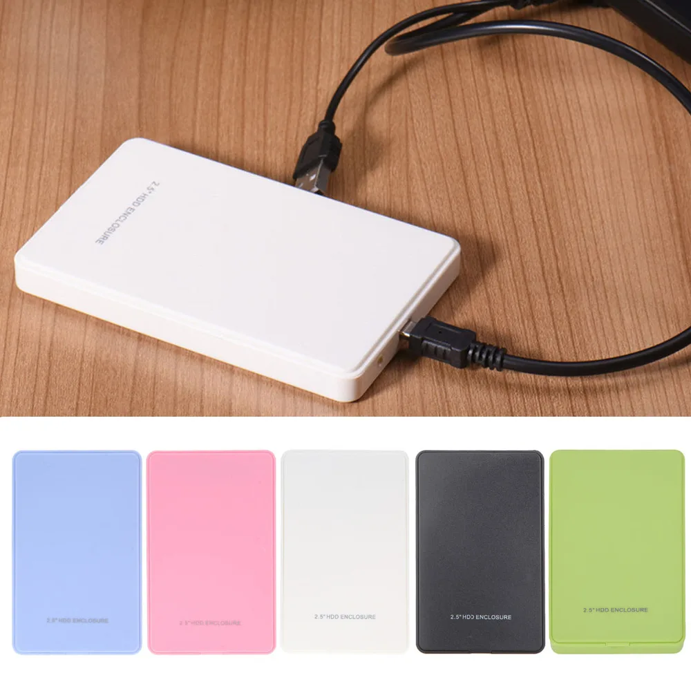 

Bevigac 5 Colors 2.5 Inch USB 2.0 to SATA HD Box HDD Hard Drive External Enclosure Case w/USB Cable Hard Drive Disk Case Pouch