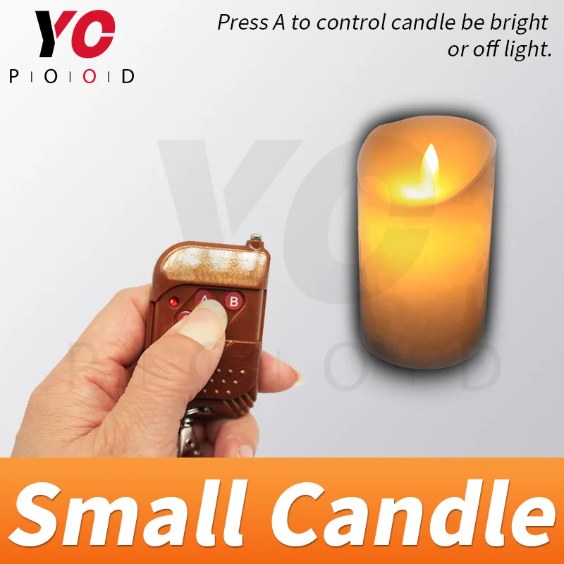 Small Candle prop escape room game for decoration press A on Remote Controller to control candle be light on or off  YOPOOD