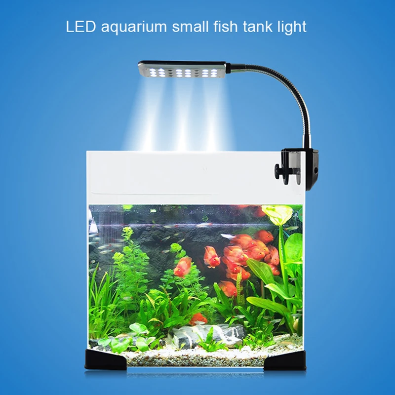 Aquarium Led Lighting Clip-on Lamp 1.5W LED  Light Plants Grow White Blue Color touch sensor switch