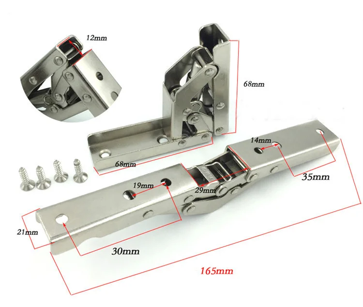 2pcs Cold steel 90 degree folding shelf hinge bracket hidden table holder hinge furniture accessories folding shelves