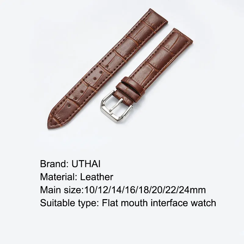 UTHAI Z08 plus Watch Band Leather Straps 10-24mm 16/18/20/22/24mm Watch Accessories High Quality Brown Colors Watchbands