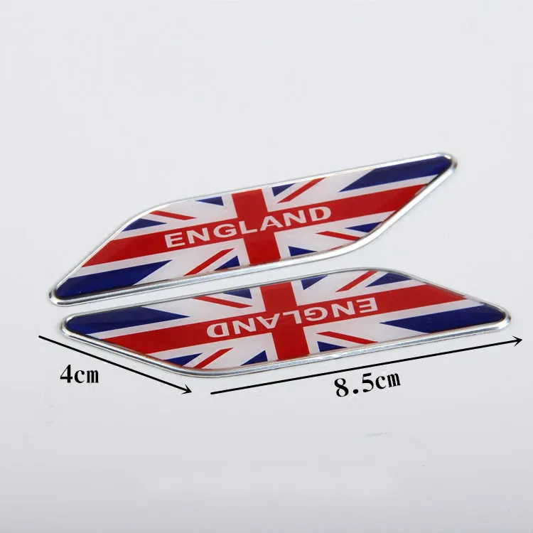 1 PCS UK England Flag 3D Aluminium Label Emblem side badge Car Stickers Long Square Shield for Jaguar MINI MG Car Styling