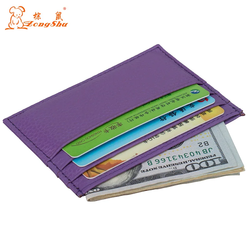 100% cow genuine leather credit card holder candy color travel card cover multi card slot slim card wallet (Custom available)