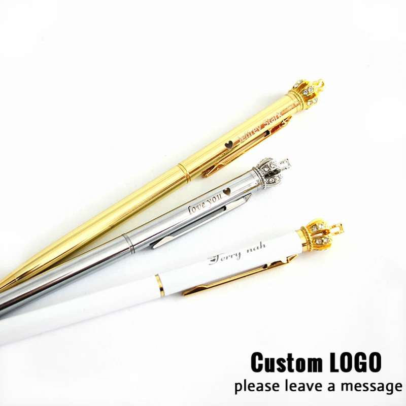 10pcs Students Stationery Crown Pens Metal Ballpoint Pens Business Office Supplies Custom Logo Engraving Name Gift Ballpoint Pen