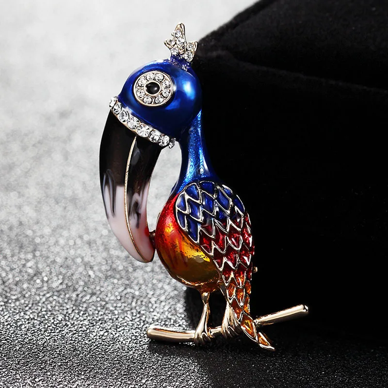 Cute Blue Red Enamel Woodpecker Birds Brooch Women Hijab Accessories Women's Corsage Suit Scarf Dress Decoration Brooch Pins