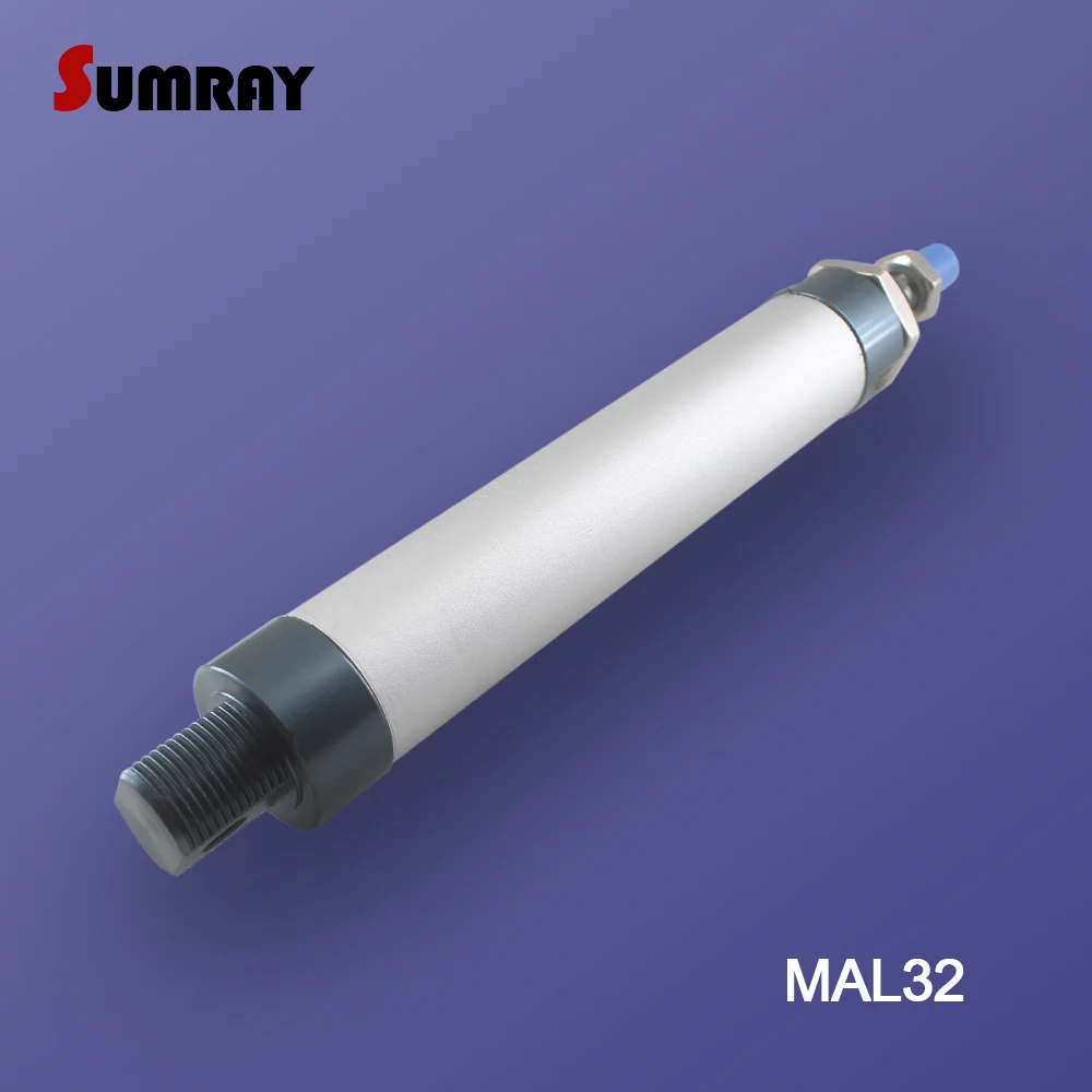 SUMRAY MAL Type Pneumatic Cylinder 32mm Bore 25/50/75/100/125/150/175/200/250/300mm Stroke Aluminium Alloy Pneumatic Cylinder