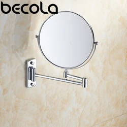 Specchio per il trucco da parete estensibile per bagno dell'hotel da 8 pollici con ingrandimento 3x per cosmetici o rasatura, 360 specchi girevoli cromati