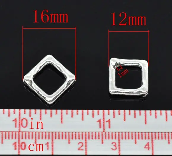 DoreenBeads Retail Bead frames,square,lead-safe,zinc metal alloy,silver color(Fit 8mm Bead),12x12mm.Sold per pack of 50