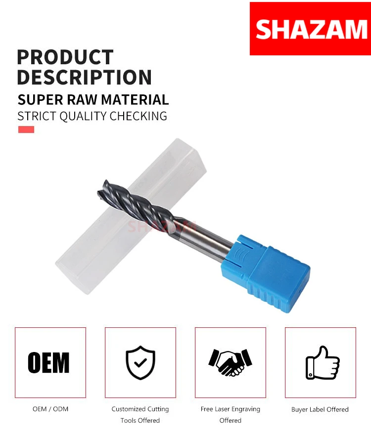 Fräsen Cutter Hrc50 Schaftfräser Legierung Wolfram Stahl Cnc Bearbeitungs FLASH-SHAZAM Großhandel Top Fräsen Maschine Werkzeuge Für Stahl Holzbearbeitung – Detail 1