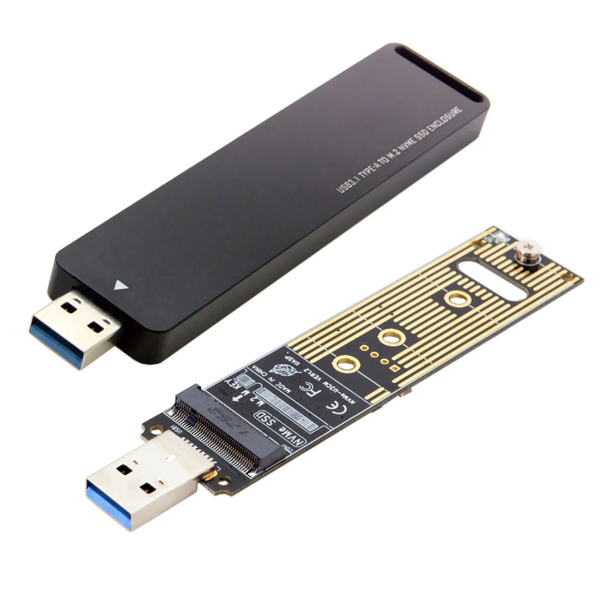 SSD Case NVME To USB Adapter 10 Gbps Usb 3.1 Gen 2 M.2 PCIE SSD To Type-A Card No Cable Needed USB To M2 Solid State Drive Key M