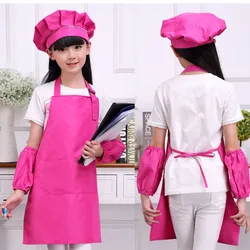 Delantales de cocina artísticos para niños, ropa de cocina con manga y sombreros de Chef para pintar, hornear, 9 colores, 4 unidades por juego