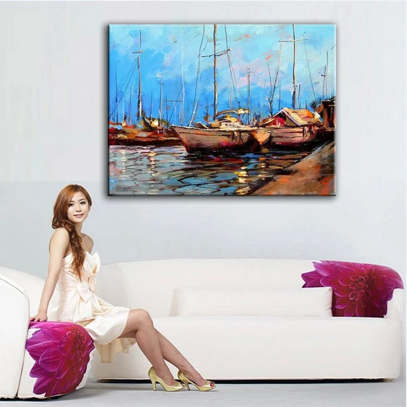 

Home decor oil painting hand painted high quality landscape knife painting pictures DM1609304