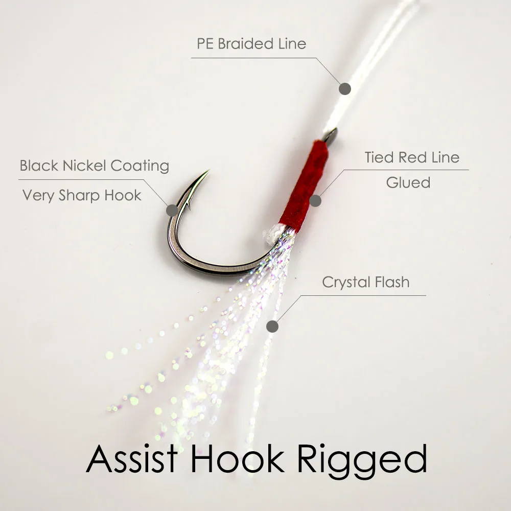 Count bass 3 Stück 15g 20g 30g 40g Slide Stick Jigging Angel köder Rigged Assist Haken Metall Jigs Slim Bait Casting Jig – Detail 7