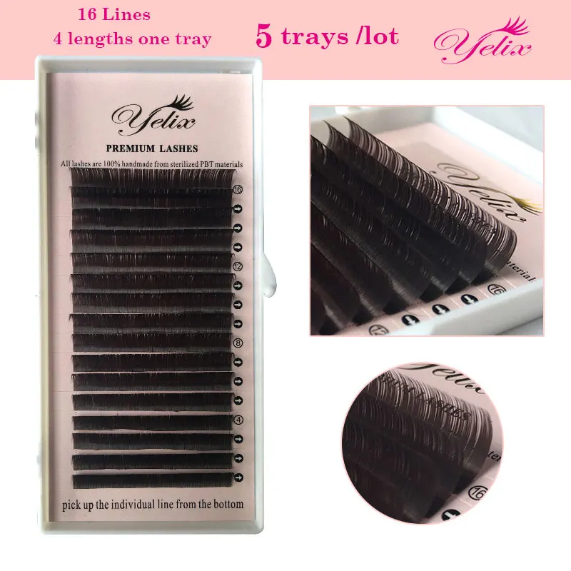 Yelix Mixd Dark Brown Faux Mink Eyelashes Natural False Individual Eye Lashes Colored Eyelash Extension Fake Lash Set For Makeup