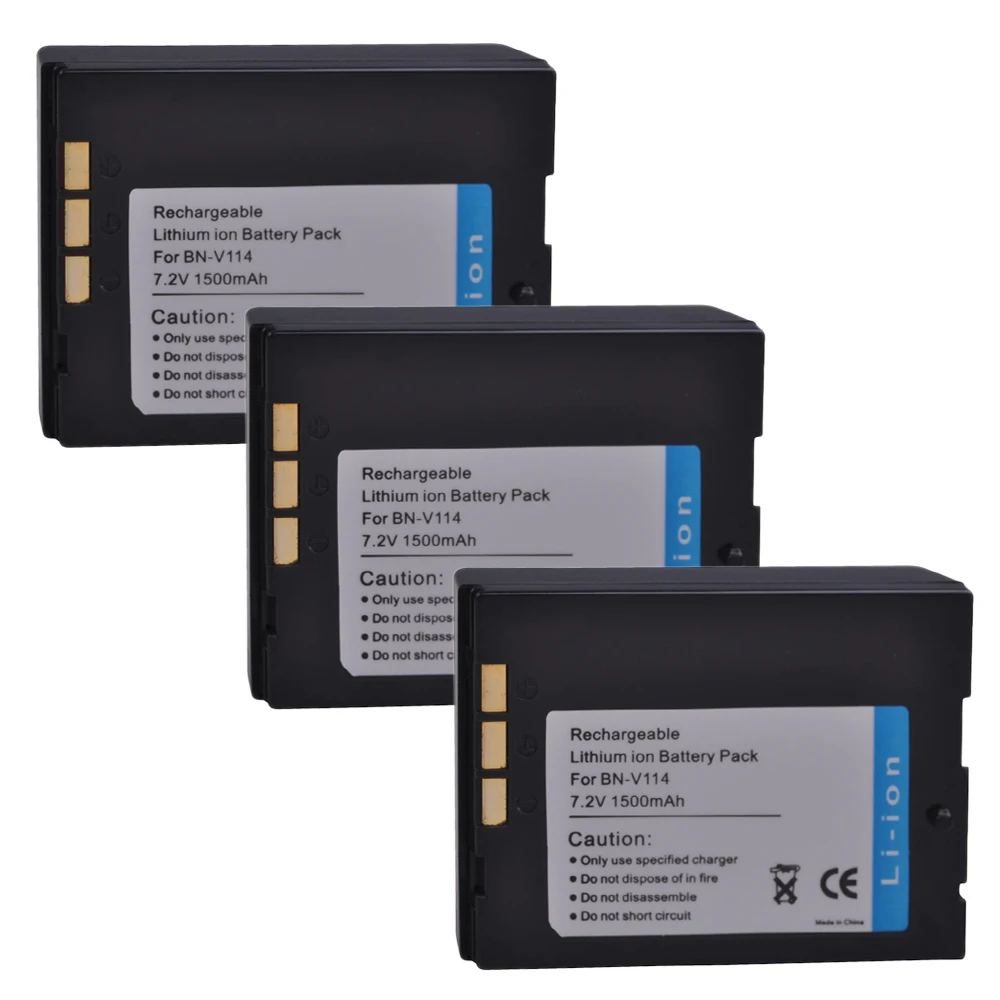 

3pcs BN-V114 BNV114 BN V114 Battery for JVC GR-DVP1 GR-DX100EK GR-DX45 GR-DVP3 GR-DX106 GR-DX48 GR-DVP3 ST GR-DX107 Battery