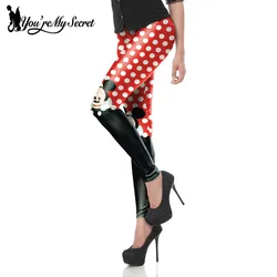 [Youre My Secret] nuovo arrivo carino Mini Mouse punto rosso stampato Sexy Slim Fitness caviglia Leggings al ginocchio per le donne