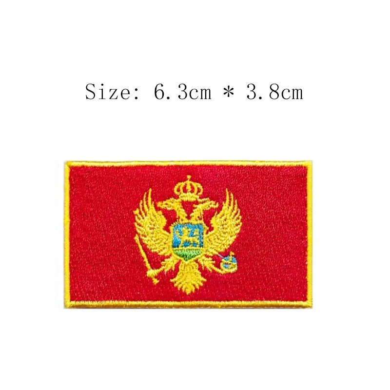 Montenegro embroidery flag patch Podgorica city emblem for Motorcycle coat Wholesale price iron on sew on left chest shirts