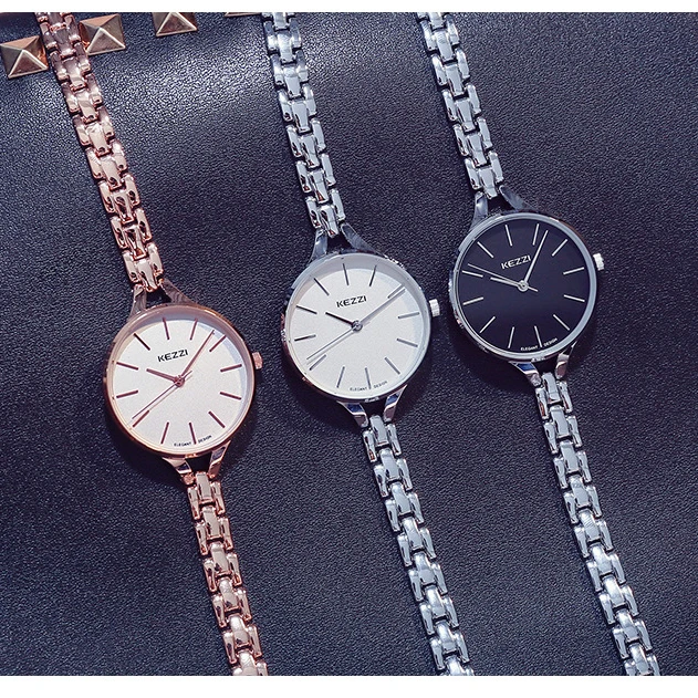 KEZZI Luxury Brand Watches Women Waterproof Stainless Steel Quartz Watch Roman Scale Multi Cutting Surface Mirror Bracelet Watch