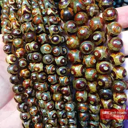 China Tibetan Dzi Eyes Beads Natural Stone Buddhism 8/10/12MM Round Loose Beads For Jewelry Making Bracelet DIY CTB02