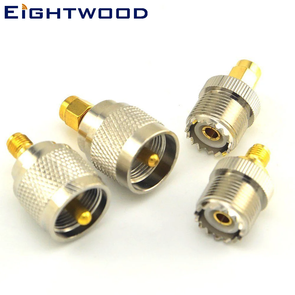 Eightwood SMA to UHF SO-239 SO239 Car Radio Antenna RF Coaxial Adapter Kit SMA to UHF SO-239 SO239 Connector 4 Type Straight