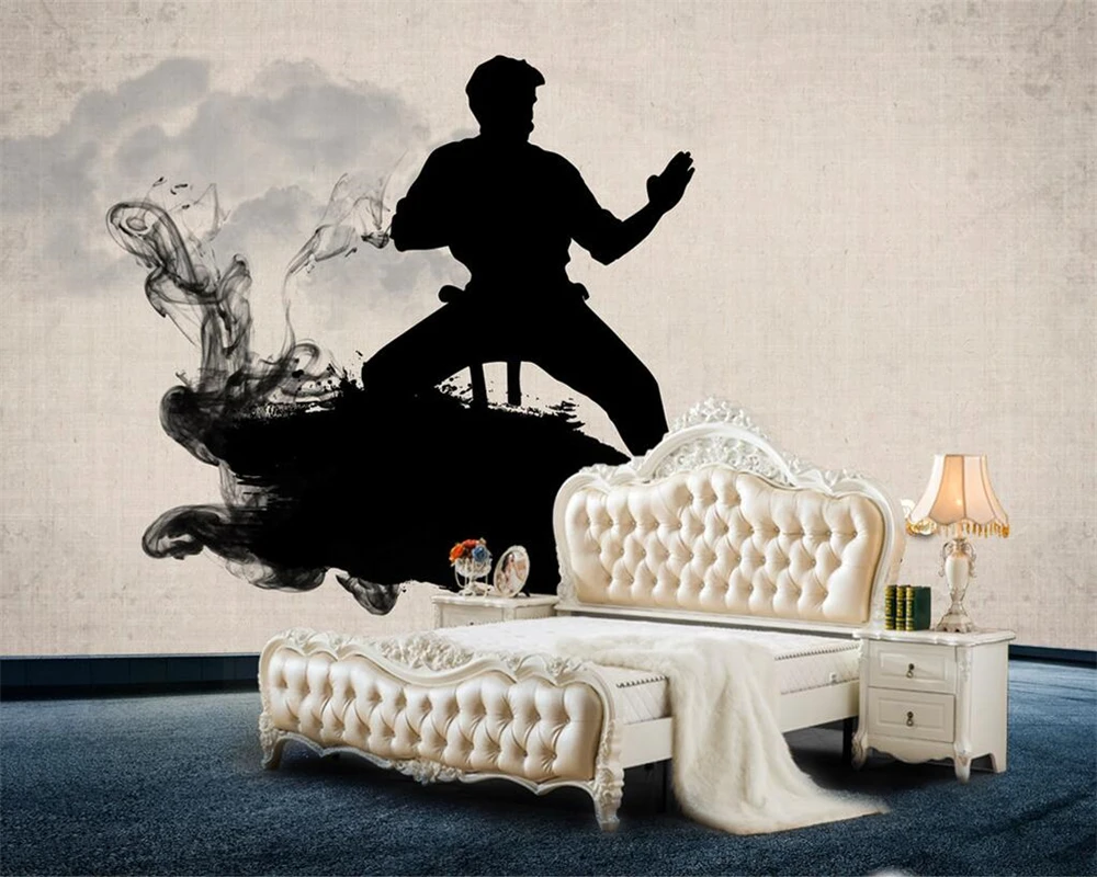 

Beibehang Custom wallpaper ink smoke Kung Fu large background wall decorative living room bedroom TV background 3d wallpaper