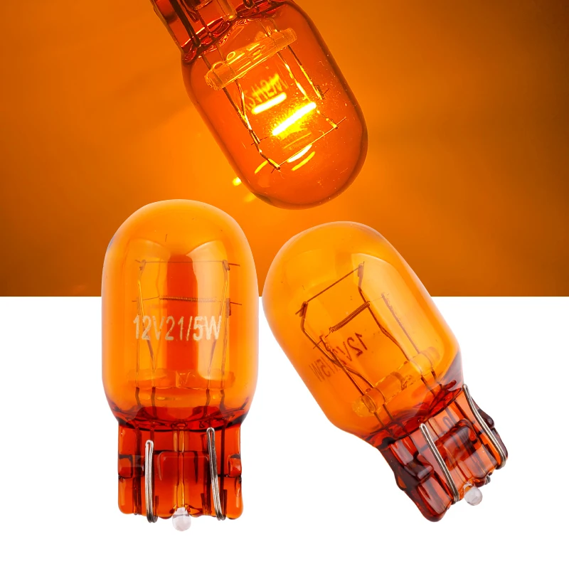 Car T20 7440 7443 21/5W Natural Amber Glass halogen lamps WY21W W21W Brake Bulbs Stop Light Side light Turn Signal Lamp 12v