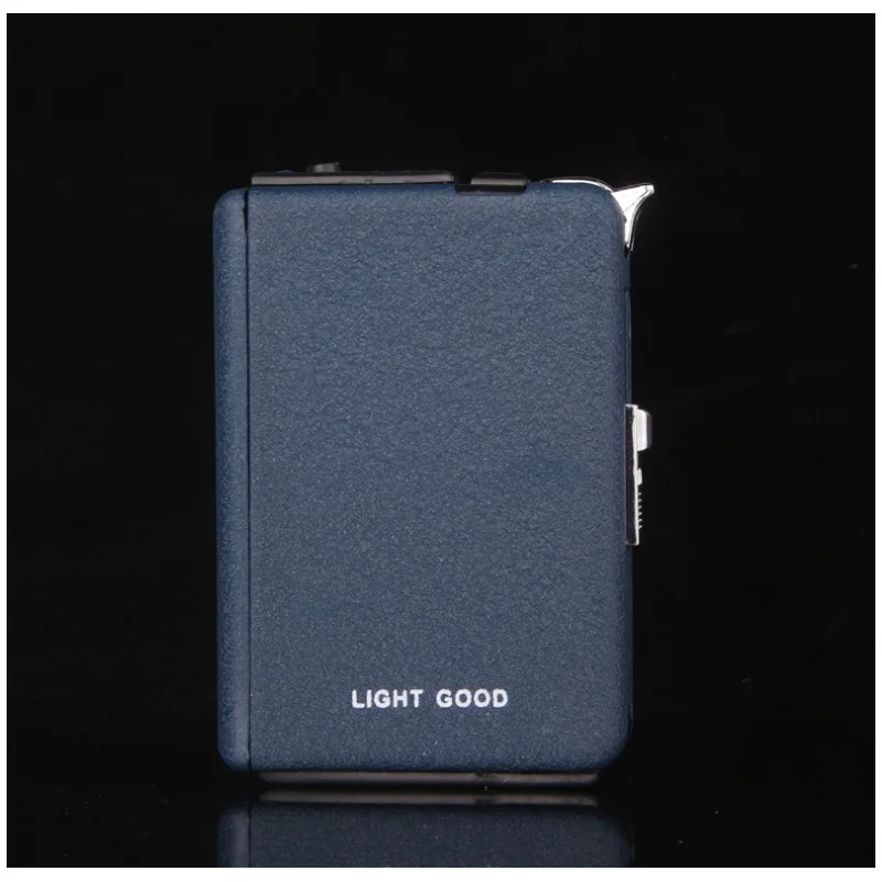 (10 Cigarette ) Frosted Multifunction Cigarette Case Fashion Flameless Windproof Inflatable Gas Lighter Cigarette Box Men Gift