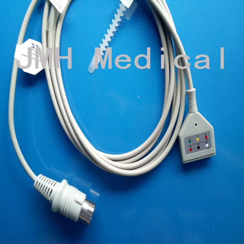 

Compatible with CB-71308P Nihon Kohden ECG Machine the 8pin DIN 3 lead trunk cable, IEC and AHA label including.