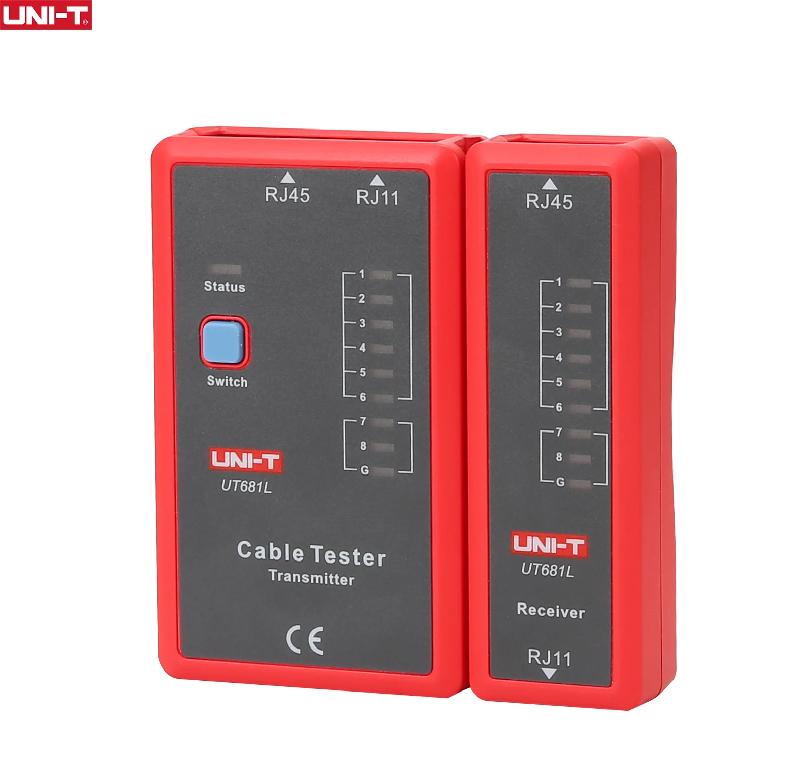 Dupla Utilização Cabo de Rede Linha Telefônica Tester, UT681L, RJ45, RJ11, LAN, LED Status Display, NC Repair Tool