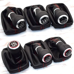 12mm 5 Speed 6 Speed For Audi A3 S3 2001 2002 2003 Car Gear Shift Knob Lever Stick Handle Gaiter Boot Cover Case Red Stitch