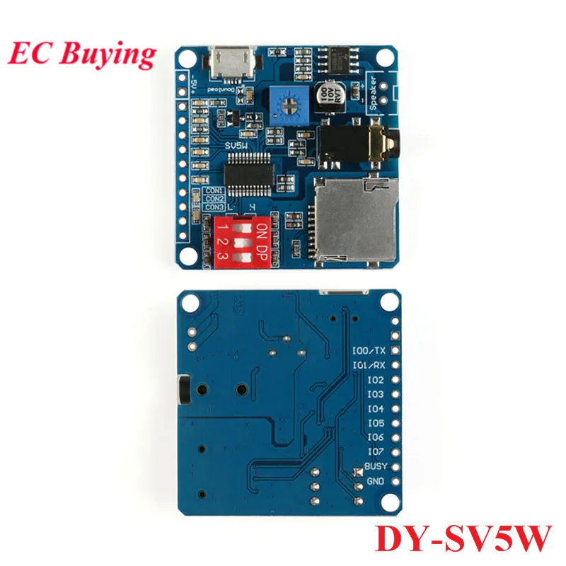 2Pcs/1pc DY-SV5W MP3 Voice Playback Module Board WAV Decoding Trigger Serial Sound Control For Arduino