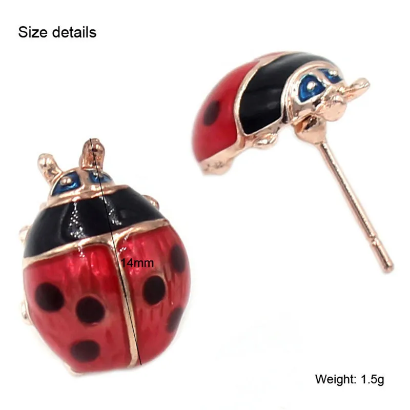 Hot selling Insert Earrings Exquisite Paint Stud Earrings Red Oil Ladybug Ear Studs