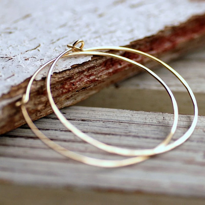 Gold Filled Hoop Earrings 925 Silver Jewelry Handmade Brincos Charm Hammered Pendientes Earrings For Women Boho Oorbellen