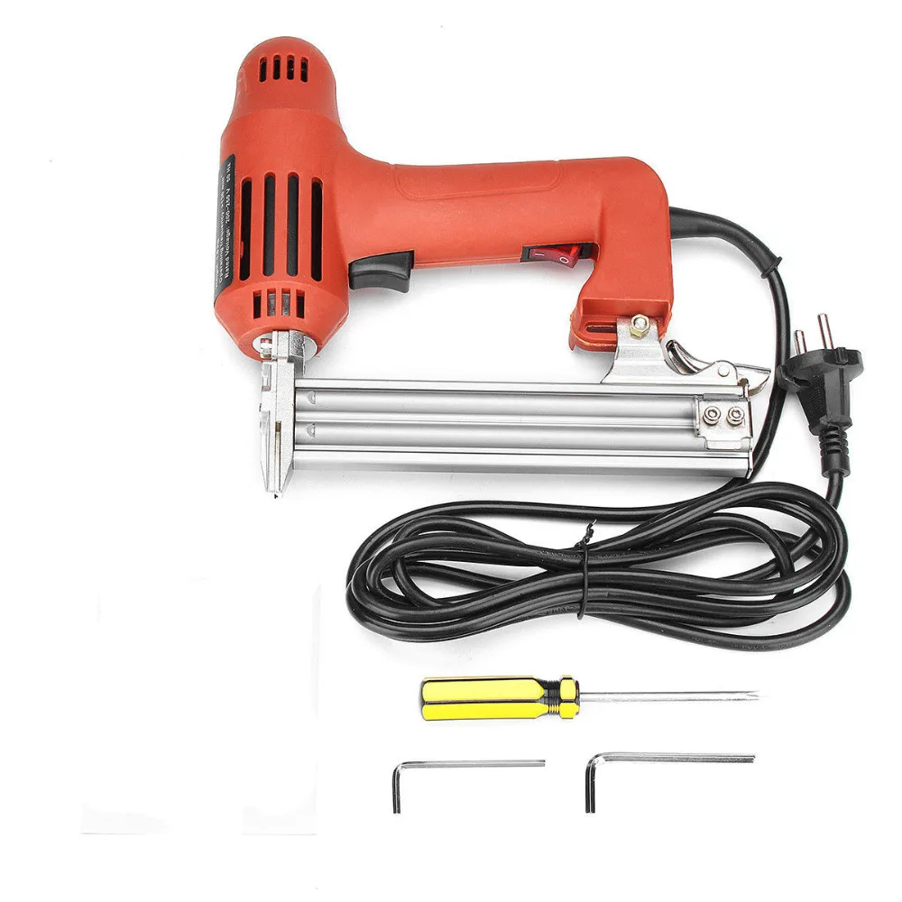 WENXING 1800W 220V Electric Nailer 10-30mm Straight Nail Staple Piercing Gun Lightweight Woodworking Power Tool