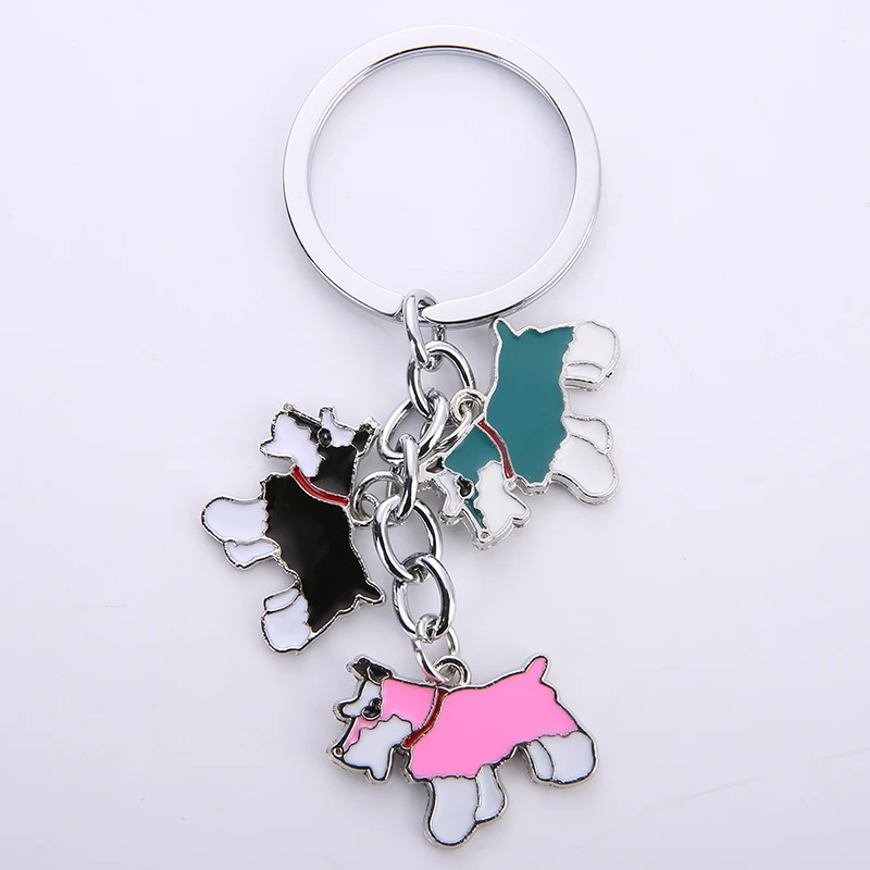 Keychains Drop Shipping DIY Pet Key Chain Metal Key Ring Wholesale Gift Schnauzer Keychains Woman Keys Dogs Tag Key Charm Cheap