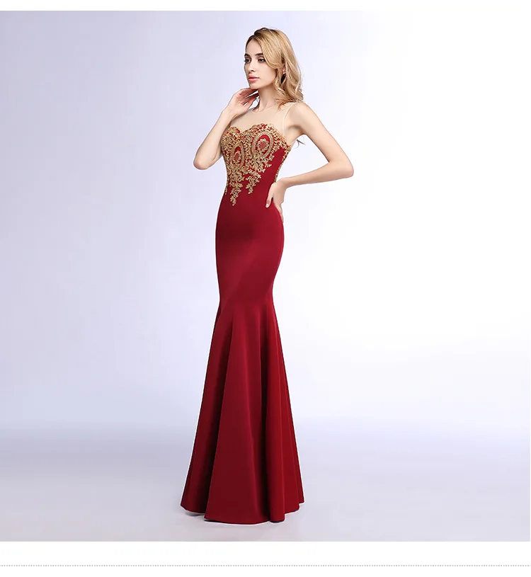 

Vestido de Festa Longue Sexy Backless Red Mermaid Lace Evening Dress 2017 Long Cheap Robe de Soiree Appliques Evening Gowns