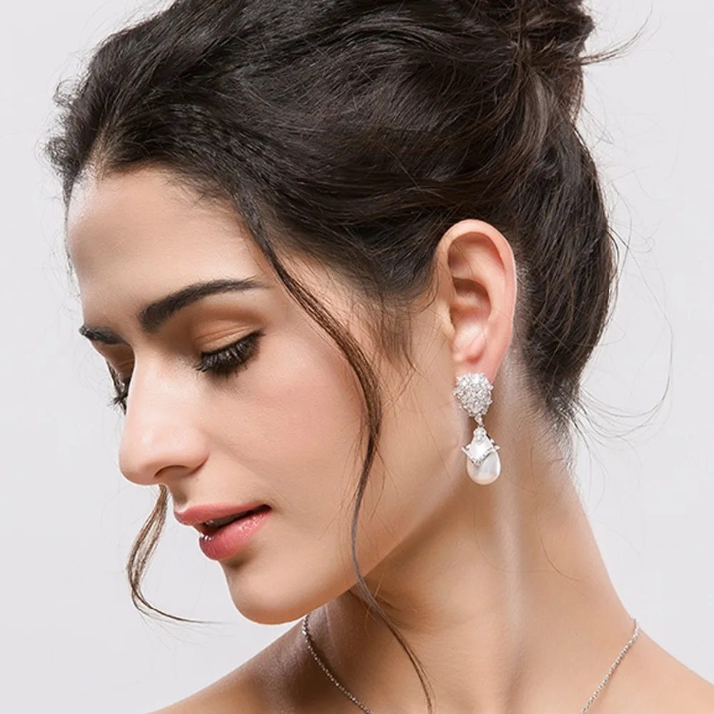 HIBRIDE Trendy Women Drop Earrings Fashion Jewelry With White Gold Color Cubic Zirconia Earring Wholesale Price E-355