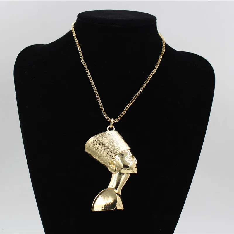 Fashion Ancient ANKH Egyptian Horus Eye Flamen Pendant Cross Neckalce Gold Color Metal HipHop Chain Charm Necklace Jewelry