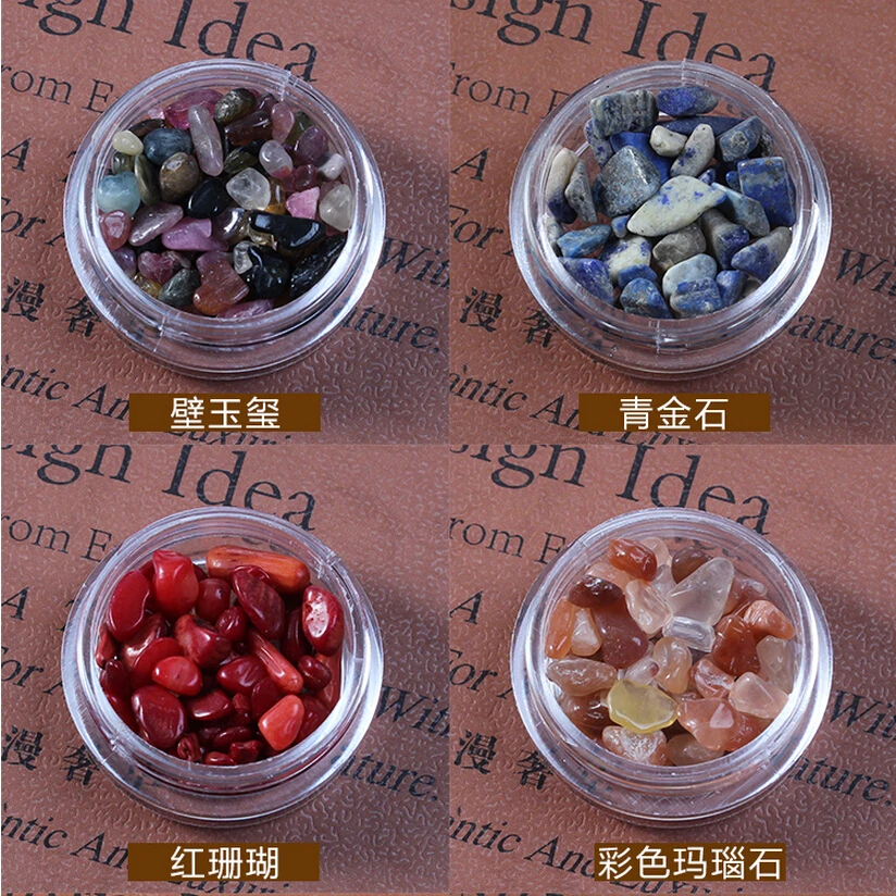 12 색 천연 옥 자갈 라인석 네일 아트 크리스탈 스톤, 네일 아트 조각 DIY 장식