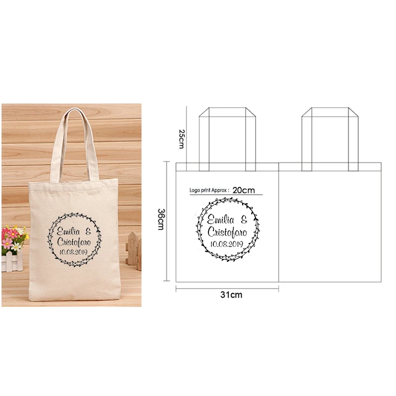 100pcs/lot Custom Logo Canvas Cotton Tote Bag Fashion Plain Nature Cotton Canvas Shoulder Bags Casual Eco Bags