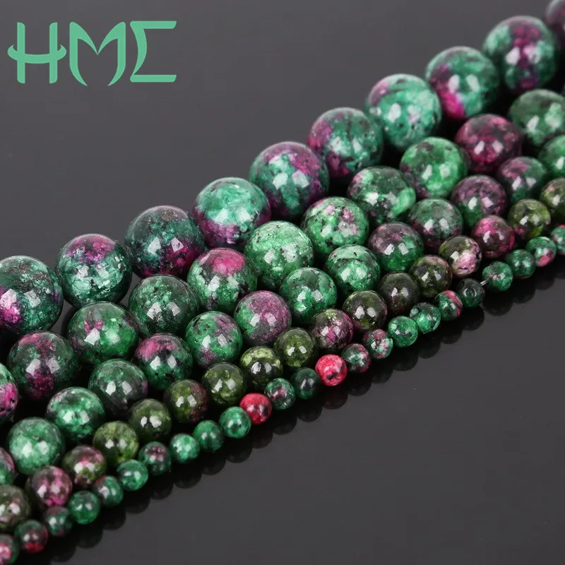 Cheap 4 6 8 10 12mm Epidote Zoisite Red Green Faceted Gem Natural Stone Beads for DIY Bracelet Necklace Earrings Jewelry Making