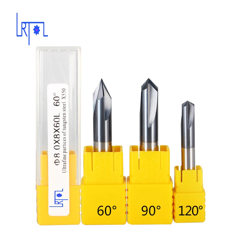 

3,4,5,6,8,10,12mm solid tungsten 2flutes carbide chamfer end mill 60/90/120angle straight groove milling cutter cnc cutter bits