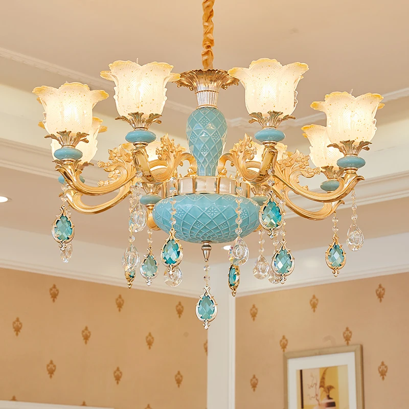 Modern Crystal Chandelier Lighting Luxurious Living Room led chandeliers Restaurant Flush Mount Crystal Ceramics Lighting