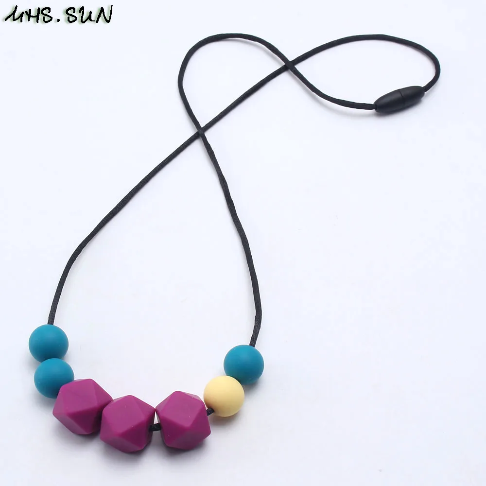 MHS.SUN Baby Silicone Beads Necklace Food Grade Silicone Teething Nursing Necklace For Kids Mom BPA Free Breastfeeding Jewelry