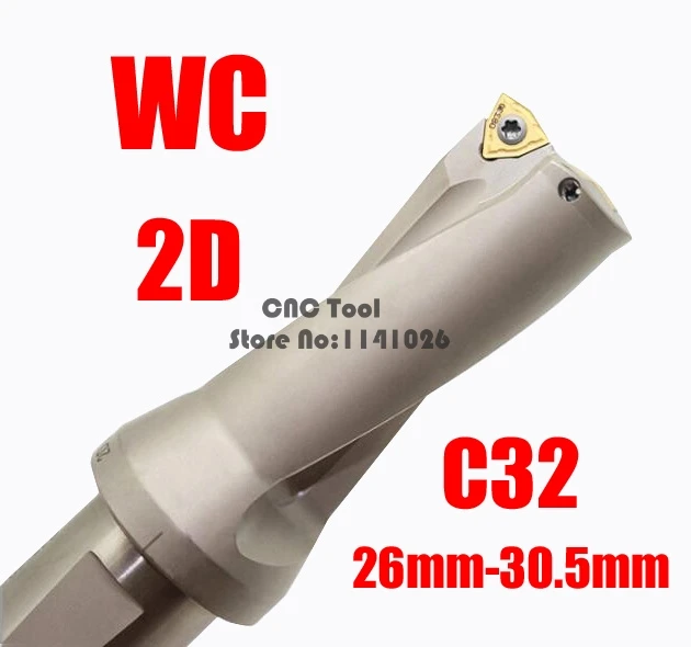 WC SP C32 2D 26 27 28 29 30.5 mm Insert U Drilling Shallow Hole cnc tool indexable insert drills bit tools