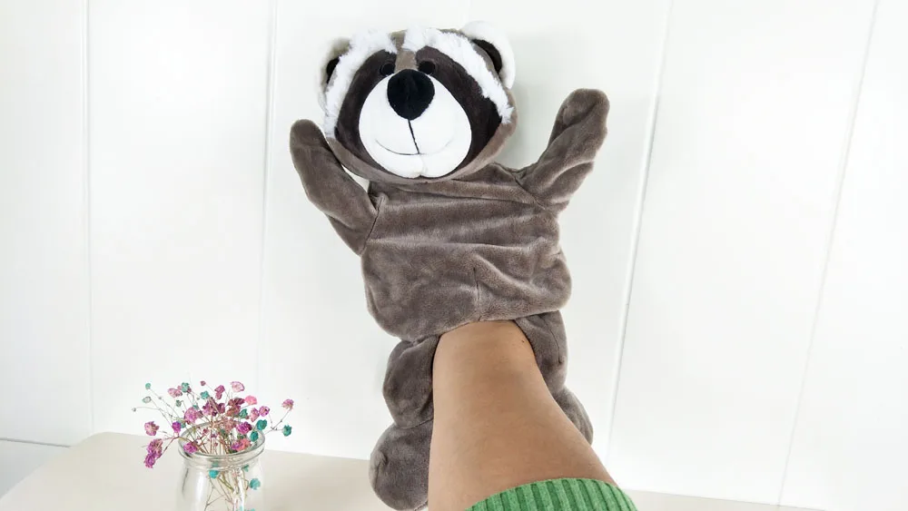 Children Raccoon Animal Plush Toy Stuffed Hand Puppet