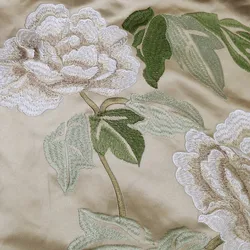 Deluxe Light Choco Big Flower Leaves Embroidery Silk Like Curtain Sofa Chair Pillow Upholstery Fabric 140cm Width sell by meter